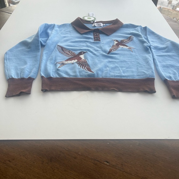 OXKnit Sweaters - Blue and Brown Bird Embroidered Women's Sweater